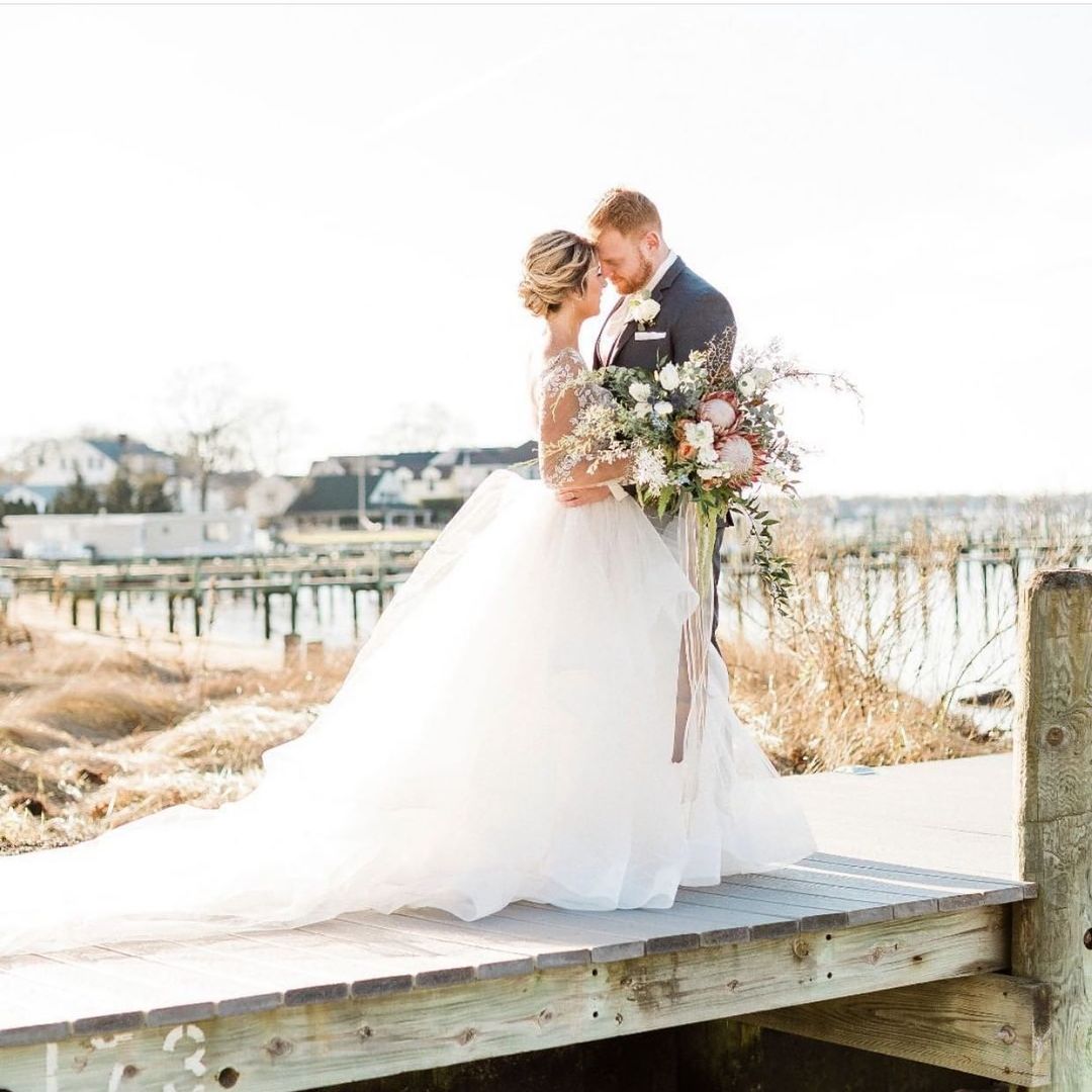 Bride and Groom on wedding dock at Clarks Landing Yacht Club